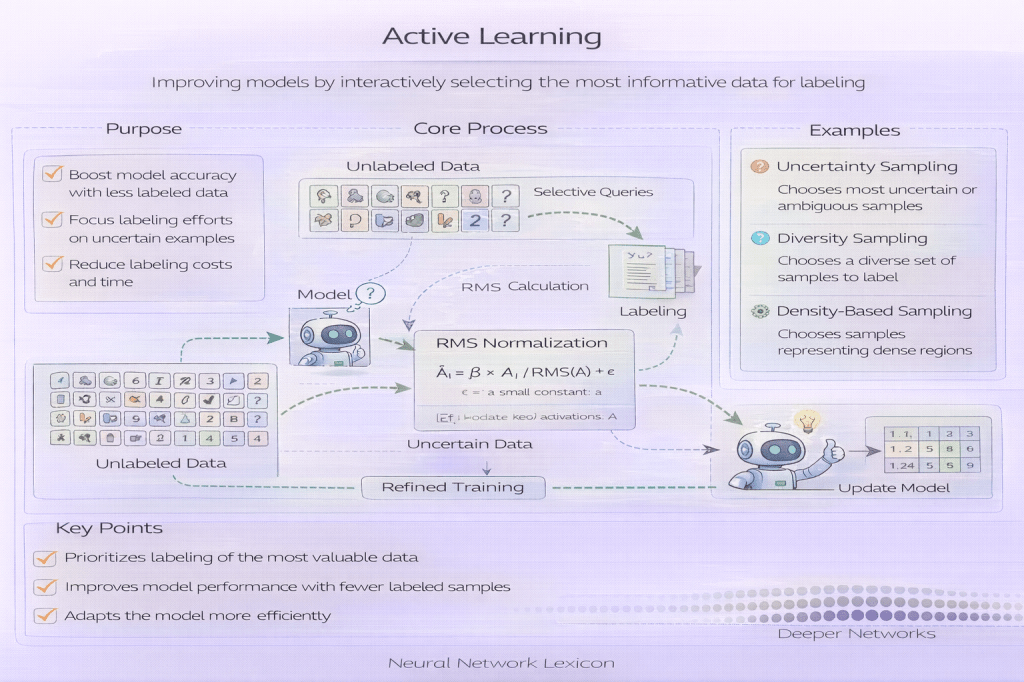 Active learning infographic for model improvement - Neural Networks Lexicon