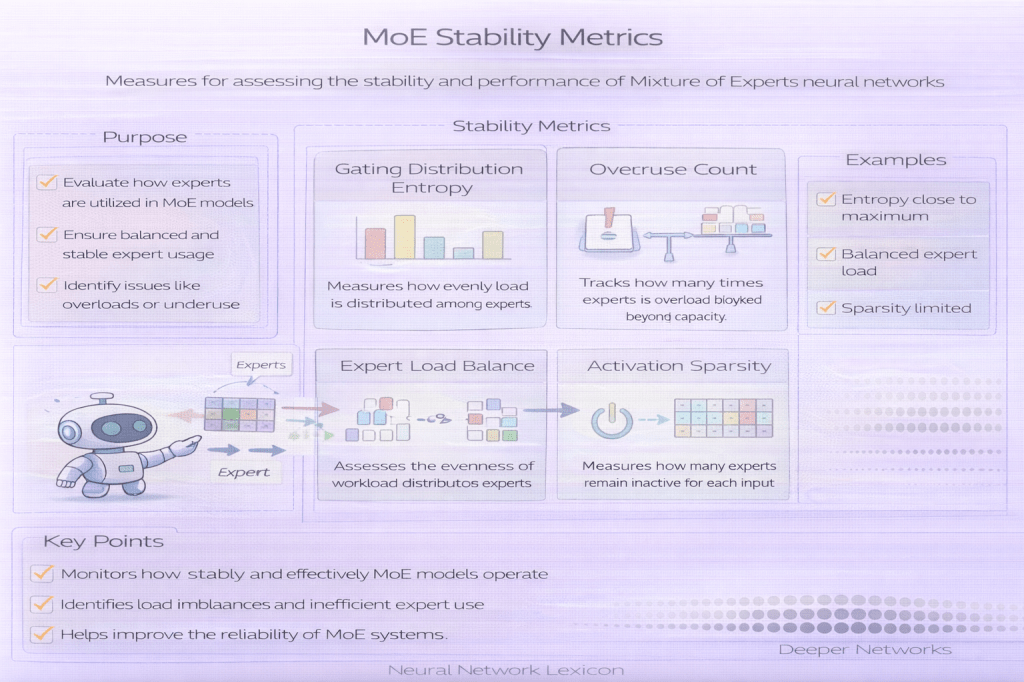 MoE stability metrics infographic - Neural Networks Lexicon