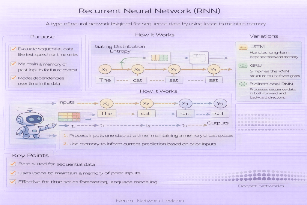Recurrent neural network infographic - Neural Networks Lexicon